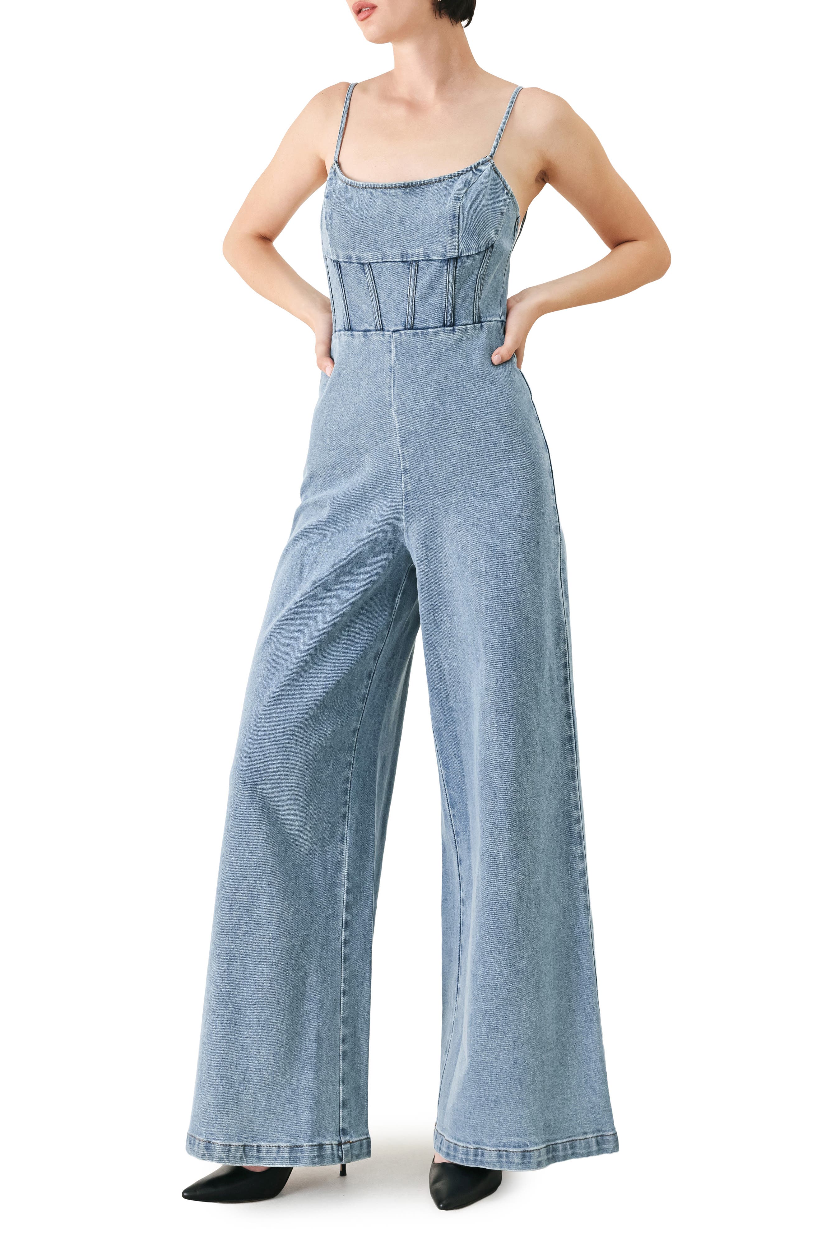 Denim Wide Leg Jumpsuit