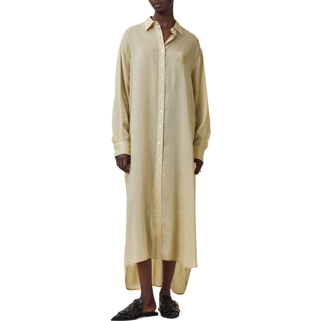 Allsaints Ezra Long Sleeve High-low Maxi Shirtdress