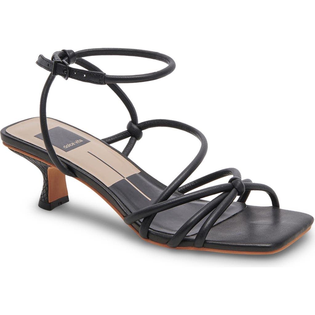 Dolce Vita Bev Kitten Heel Ankle Strap Sandal In Black Leather