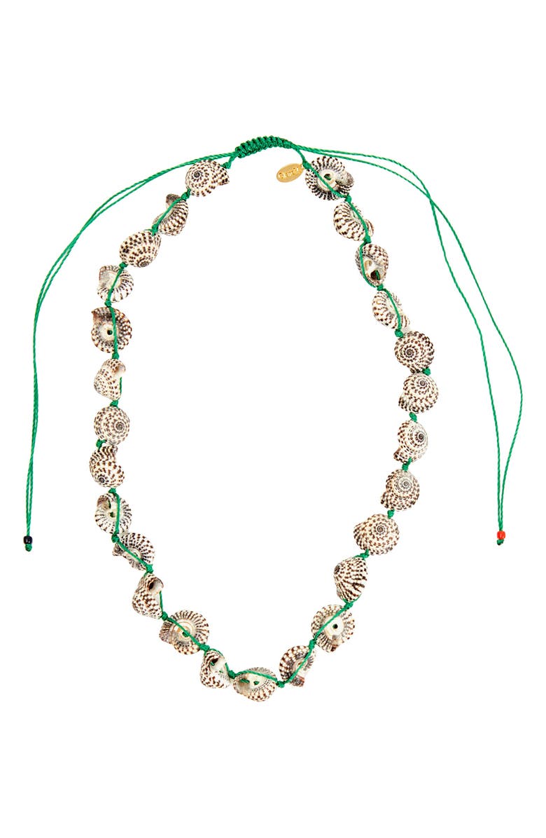 Clare V. Checker Shell Necklace, Main, color, Cream