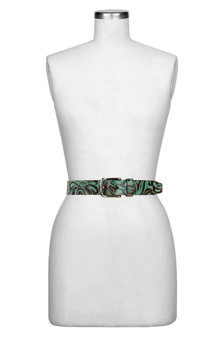 Pelosa Leather Belt, Alternate, color, TURQUOISE