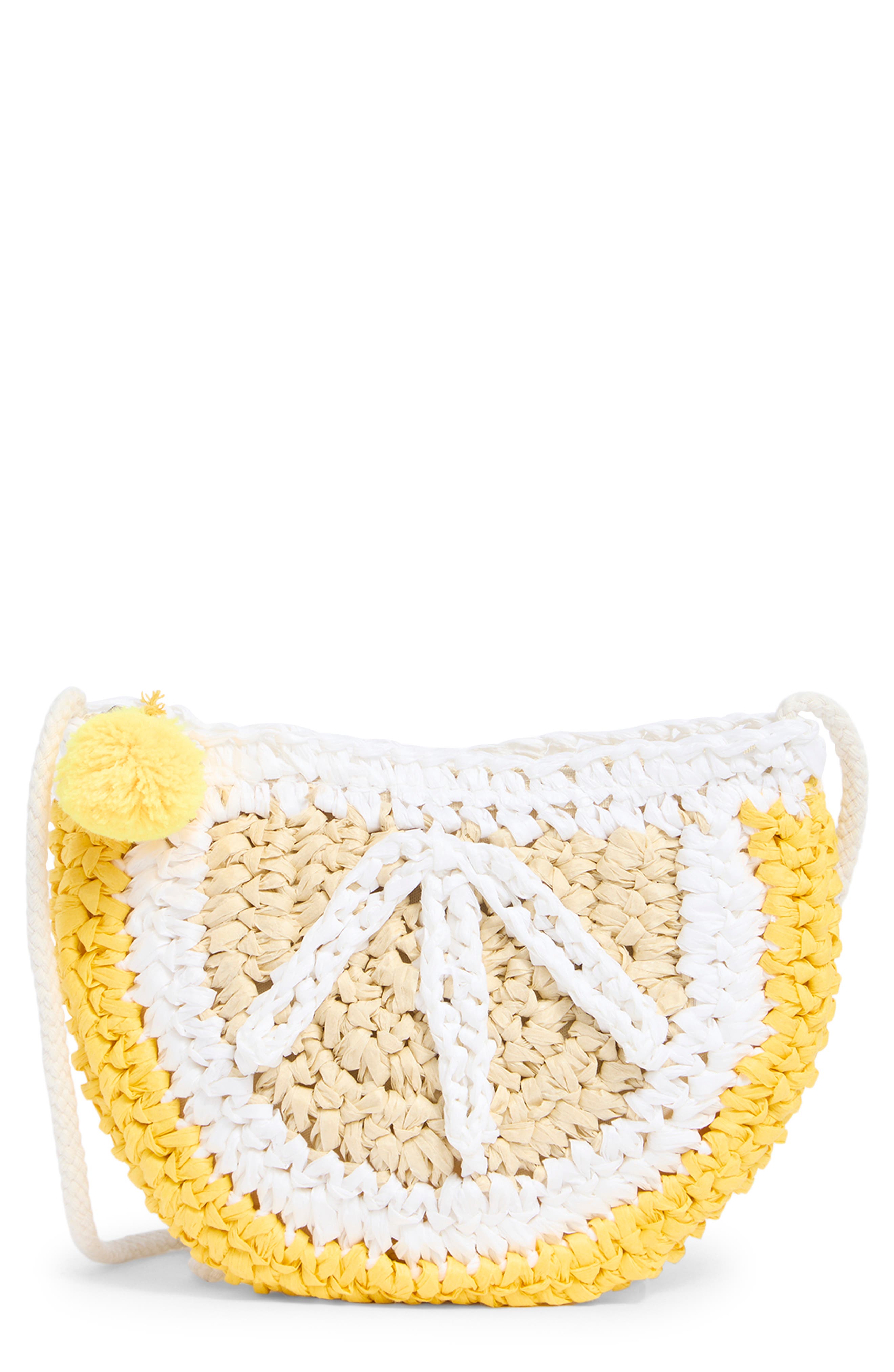 Kids' Lemon Crochet Straw Handbag
