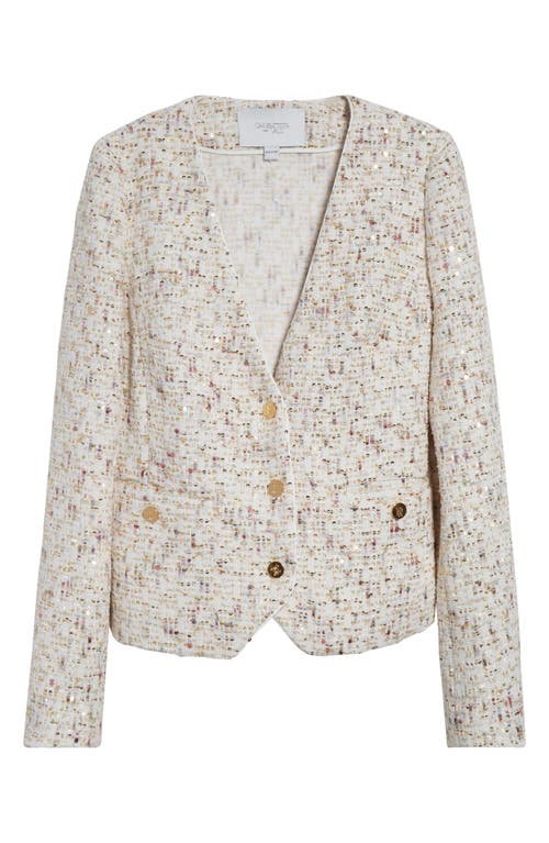 Giambattista Valli Sequin Bouclé Tweed Jacket In Ivory/multi