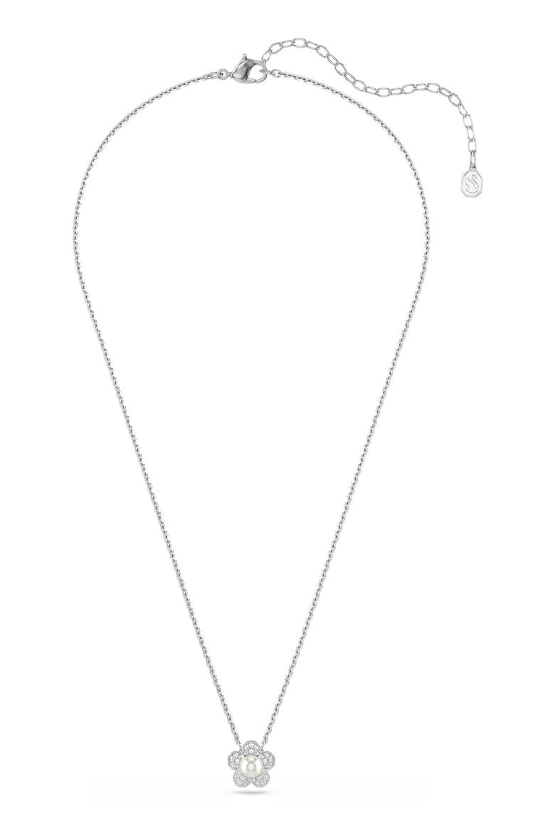 x Ariana Grande Angelic Crystal Faux Pearl Necklace, Alternate, color, SILVER/ WHITE
