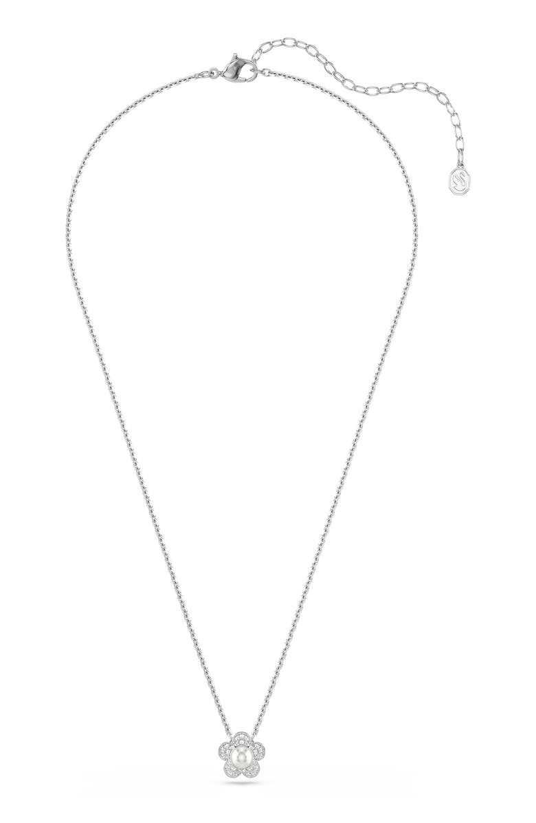 Swarovski Angelic Crystal Faux Pearl Necklace, Alternate, color, Silver/ White