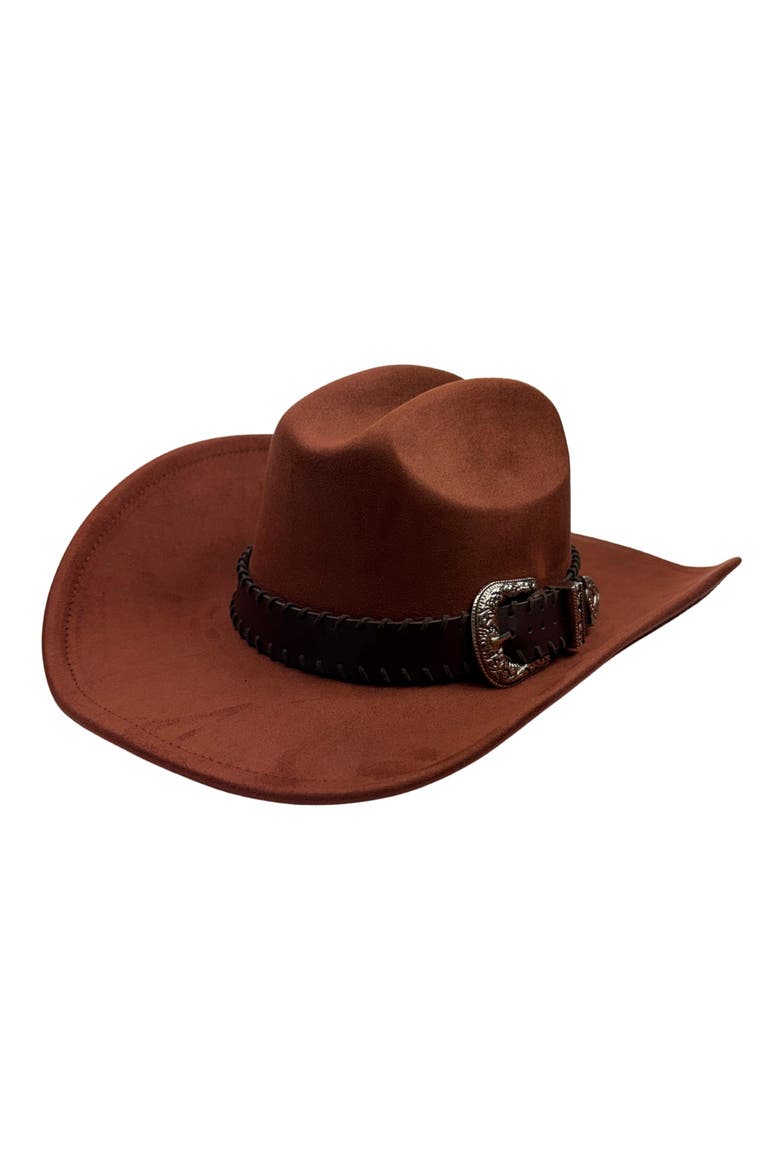Faux Suede Cowboy Hat, Main, color, BURGUNDY