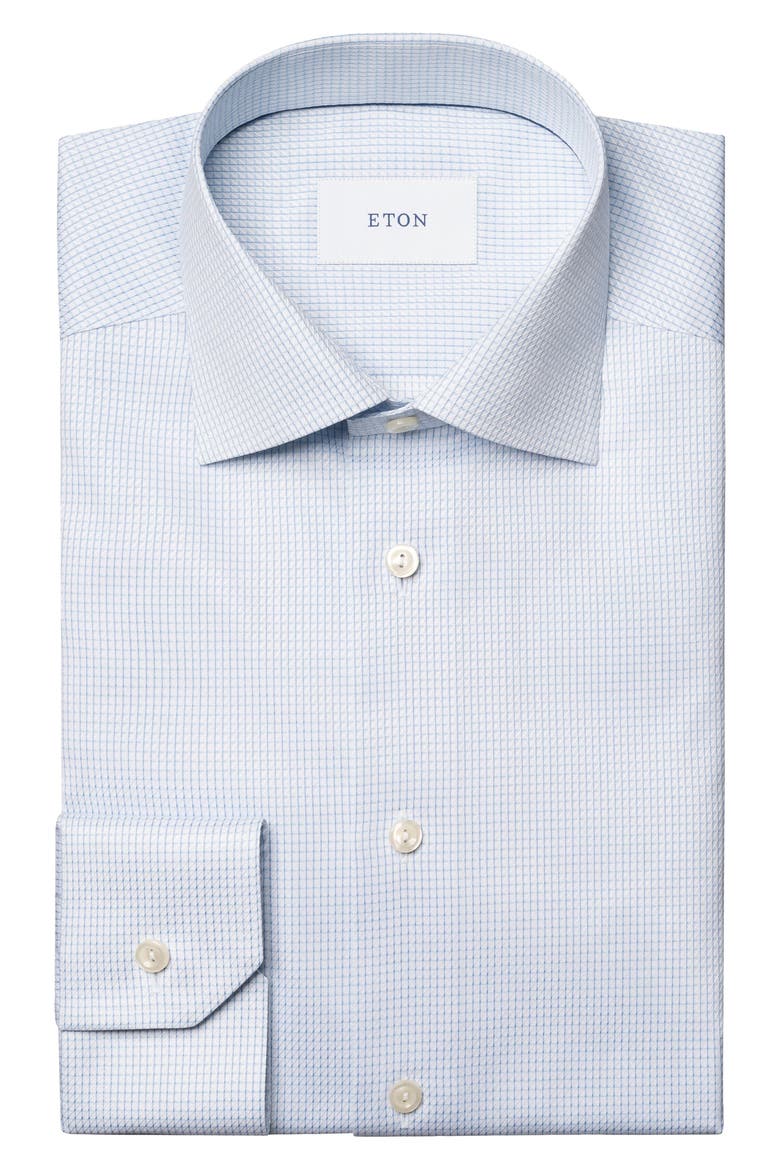 Slim Fit Microcheck Cotton Dress Shirt, Alternate, color, LIGHT BLUE