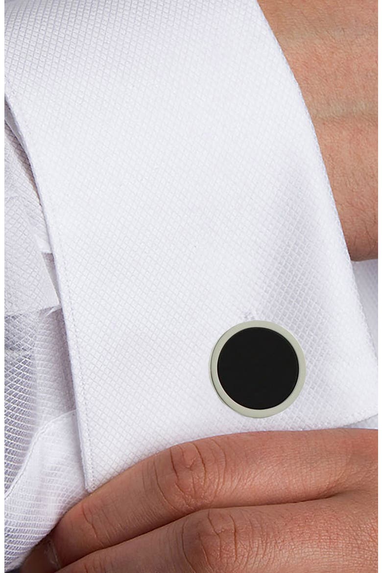 Onyx Cuff Links & Shirt Stud Set, Alternate, color, SILVER