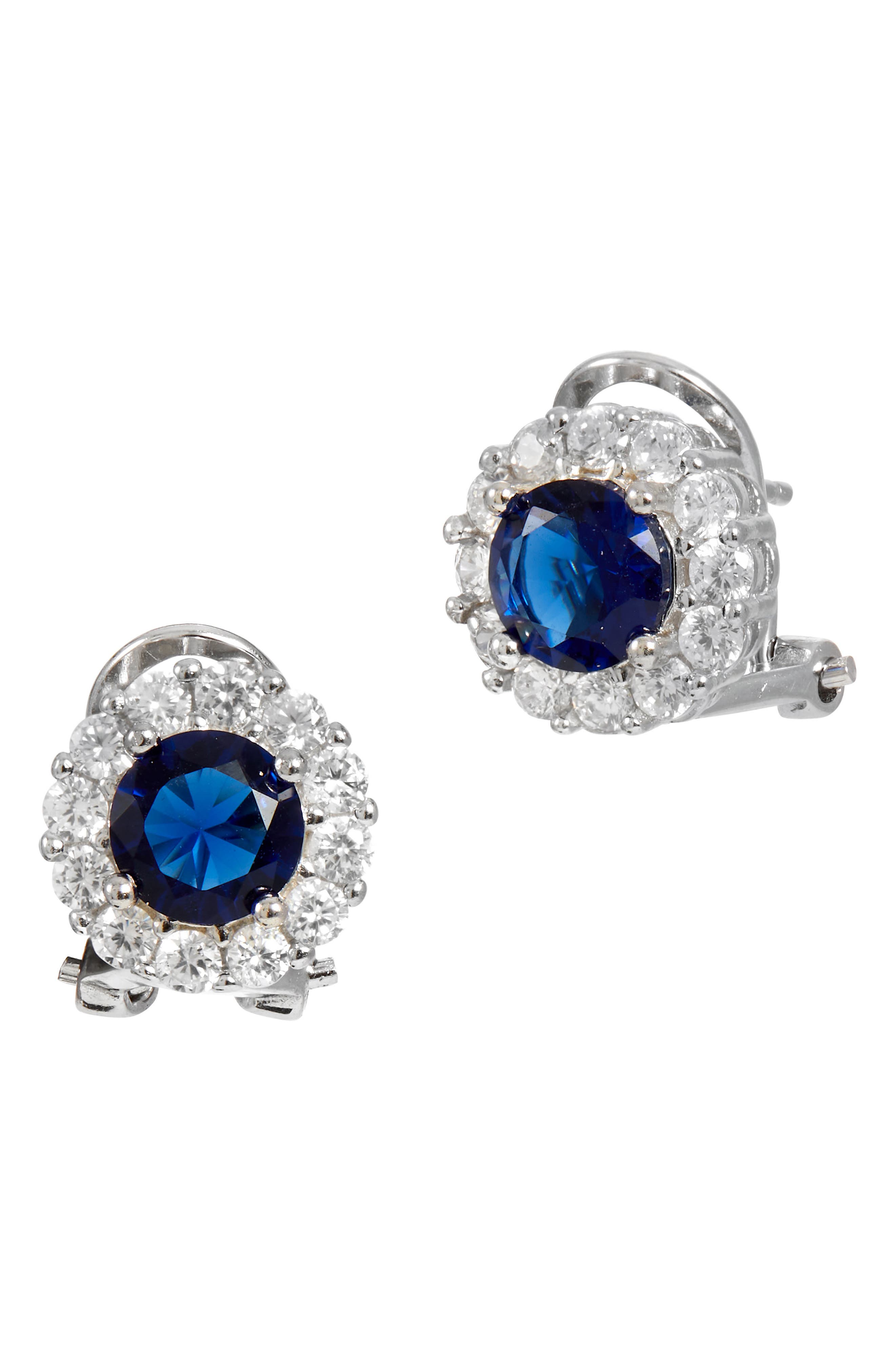 SAVVY CIE JEWELS Halo Stud Earrings in Blue 