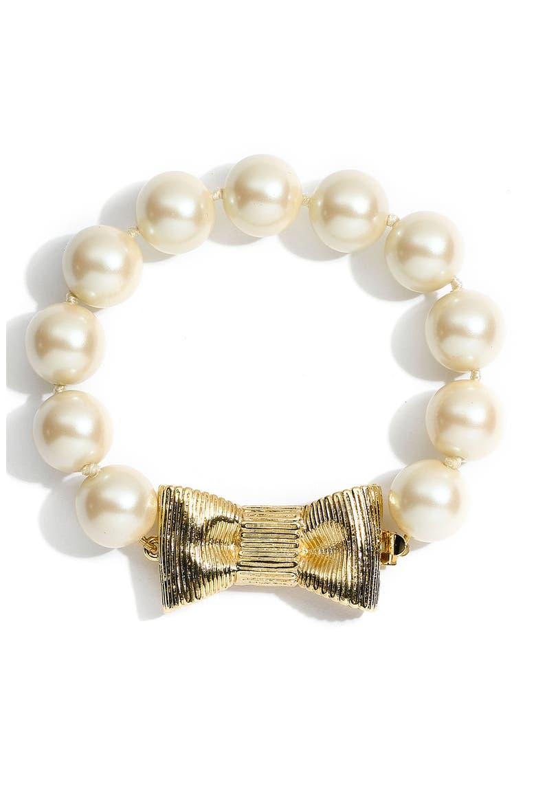 'all wrapped up' glass pearl bracelet, Main, color, CREAM/ GOLD