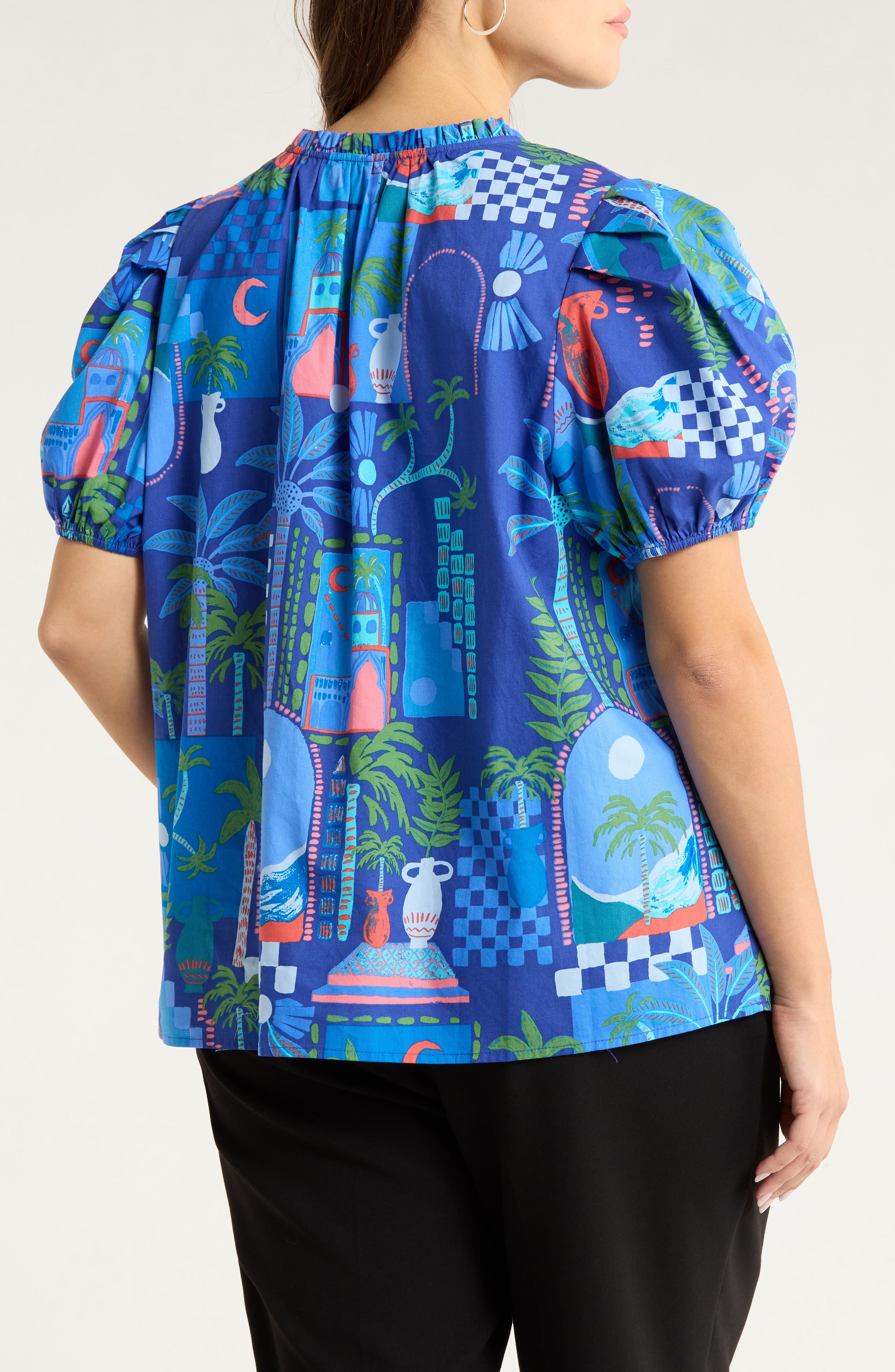 Punta Alta Puff Sleeve Cotton Top - image 2