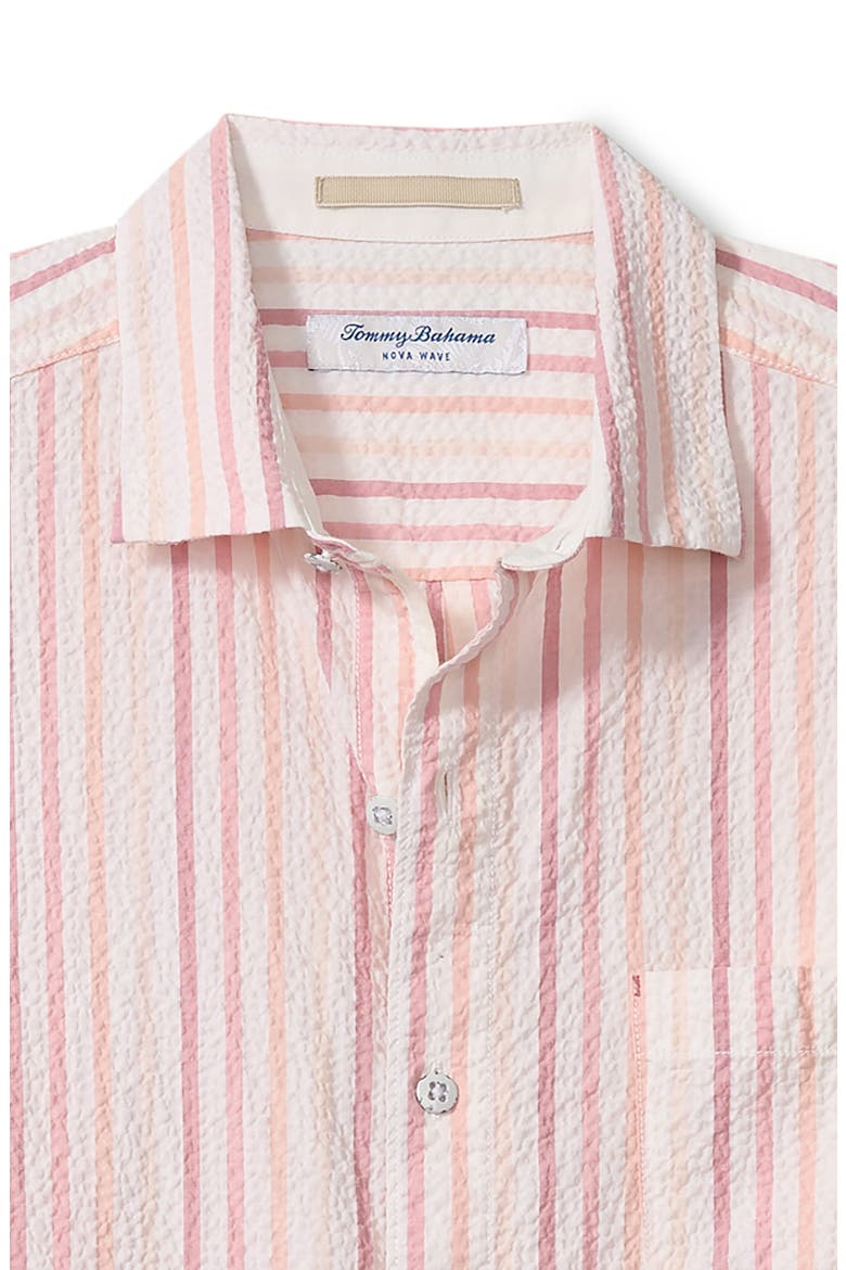 Nova Wave Silve Stripe Short Sleeve Seersucker Button-Up Shirt, Alternate, color, RED SPARK