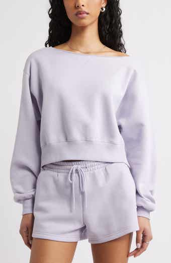 BP. Fleece Detail Off the Shoulder Sweatshirt