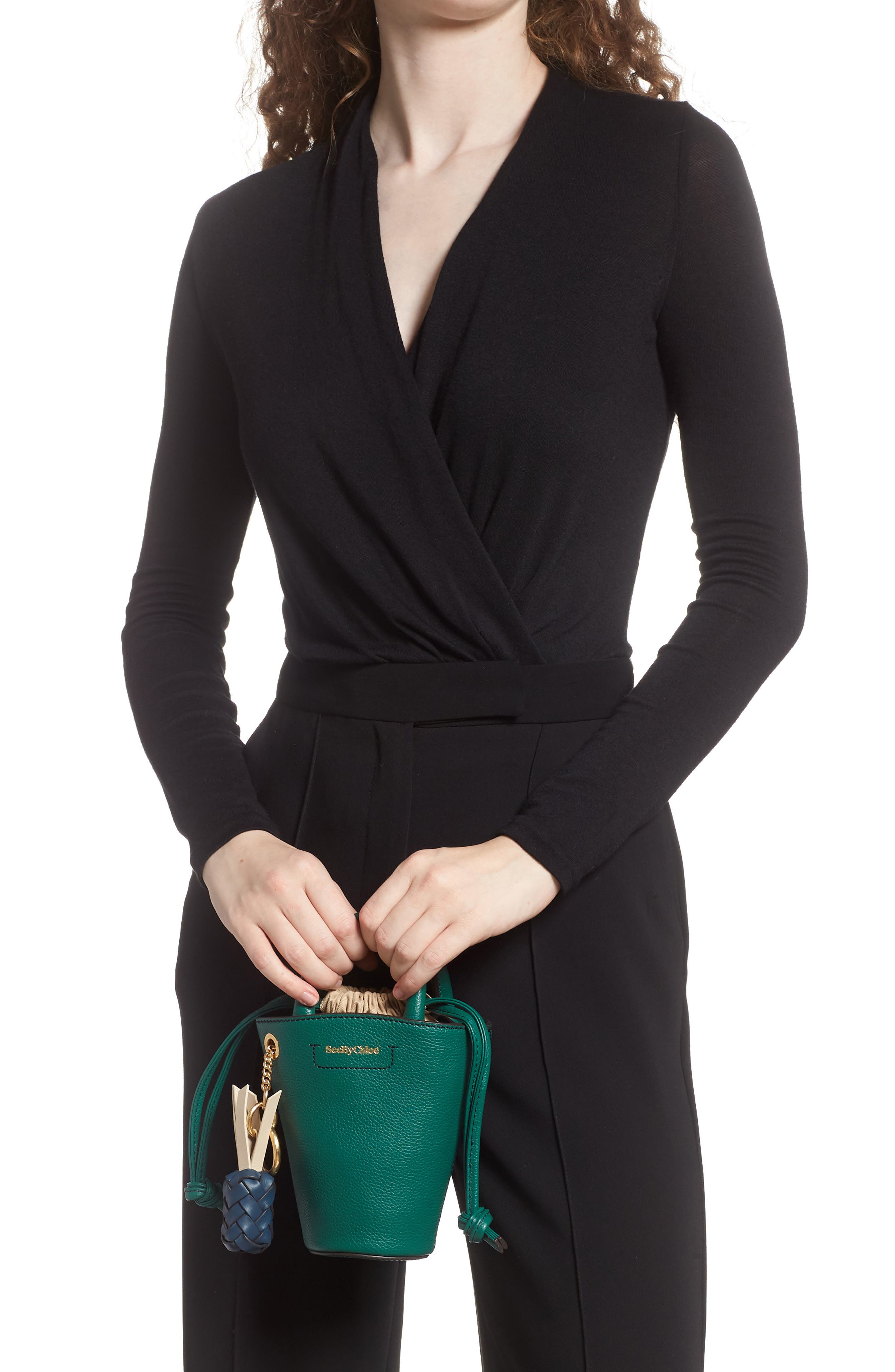 Mini Leather Bucket Bag, Alternate, color, WOODSY GREEN