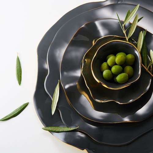 Lunares Ruffled Graphite Plate In Gold
