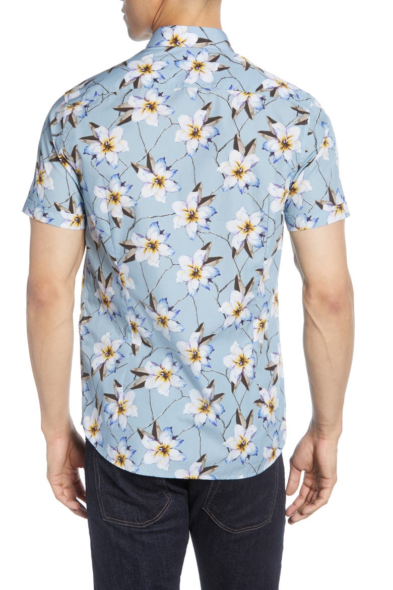 Slim Fit Floral Shirt, Alternate, color, LIGHT BLUE