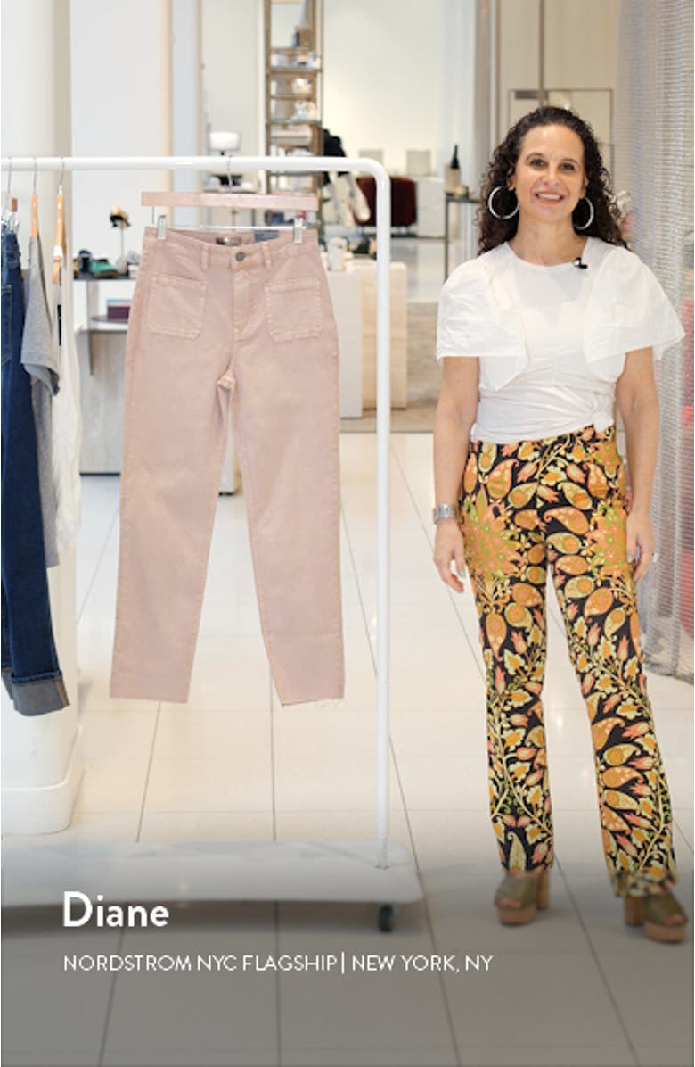 Reese Patch Pocket Raw Hem Crop Slim Straight Leg Jeans, sales video thumbnail