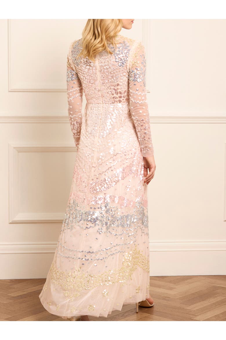 Angeline Sequin Gown, Alternate, color, Cream