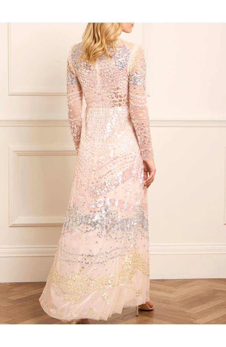 Needle & Thread Angeline Sequin Gown, Alternate, color, Cream