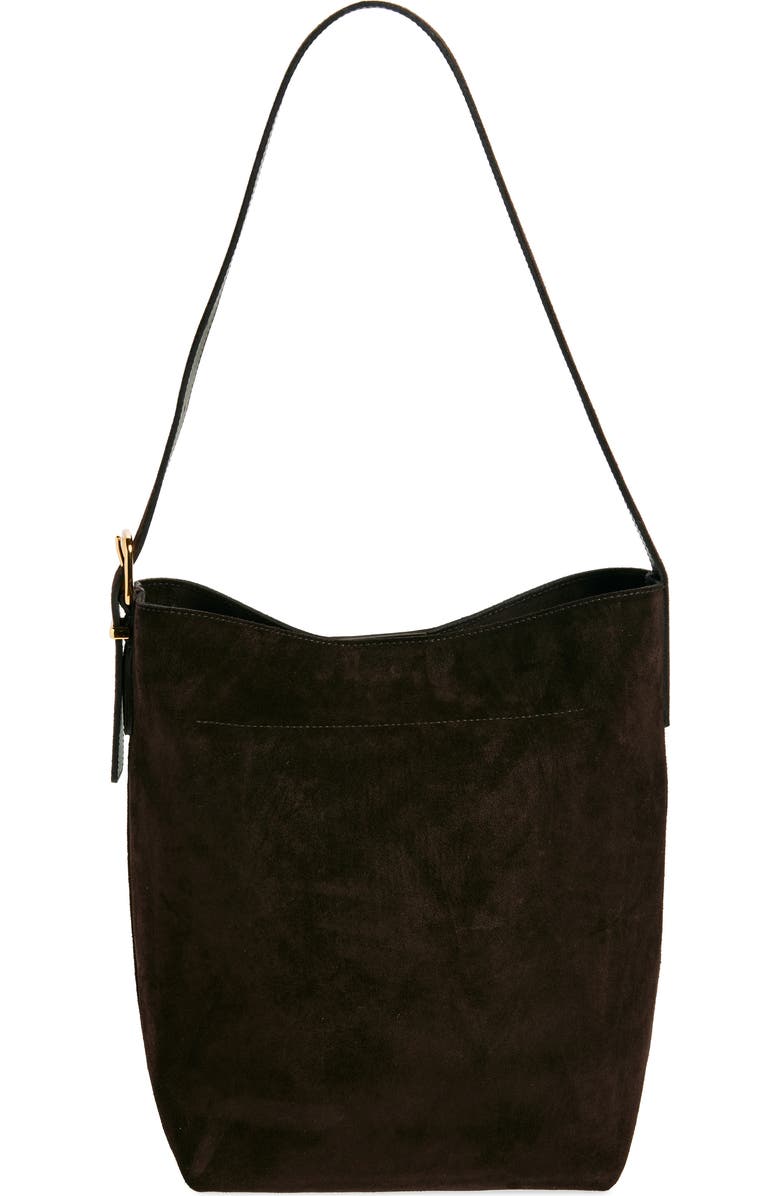 Madewell Essentials Suede Bucket Bag, Alternate, color, Dark Carob