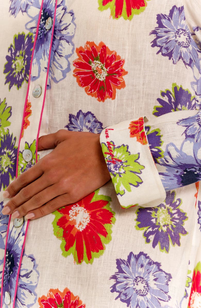 The Lazy Poet Sissy Floral Linen Nightshirt, Alternate, color, White