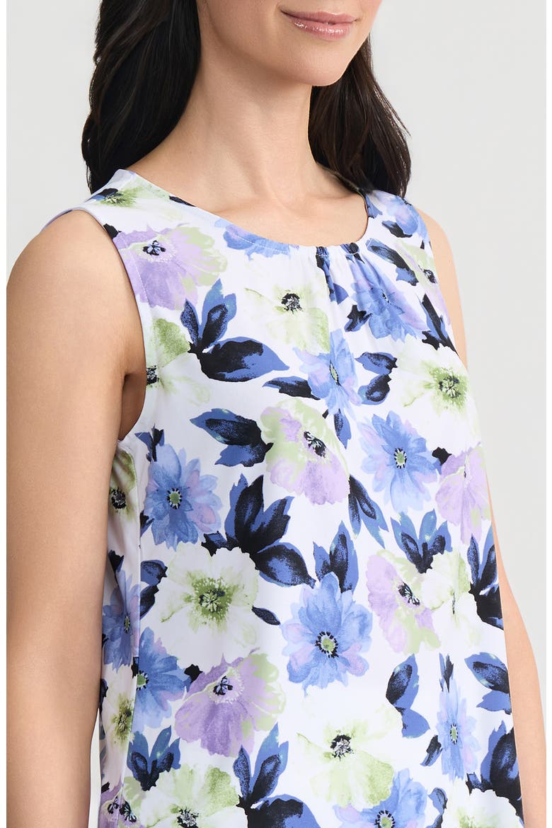 Pleated Neck Sleeveless Shell, Alternate, color, LILY WHITE MULTI