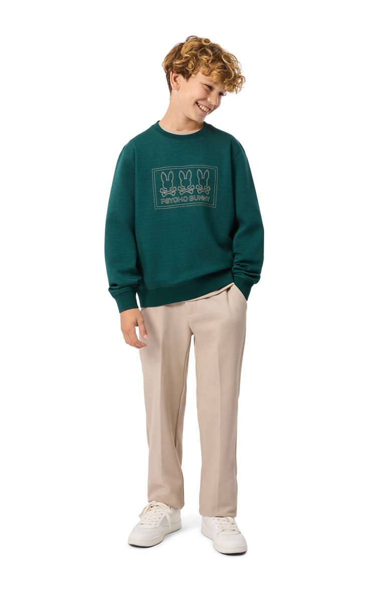 Psycho Bunny Kids' Tacoma Stitch Sweatshirt, Alternate, color, Sea Moss