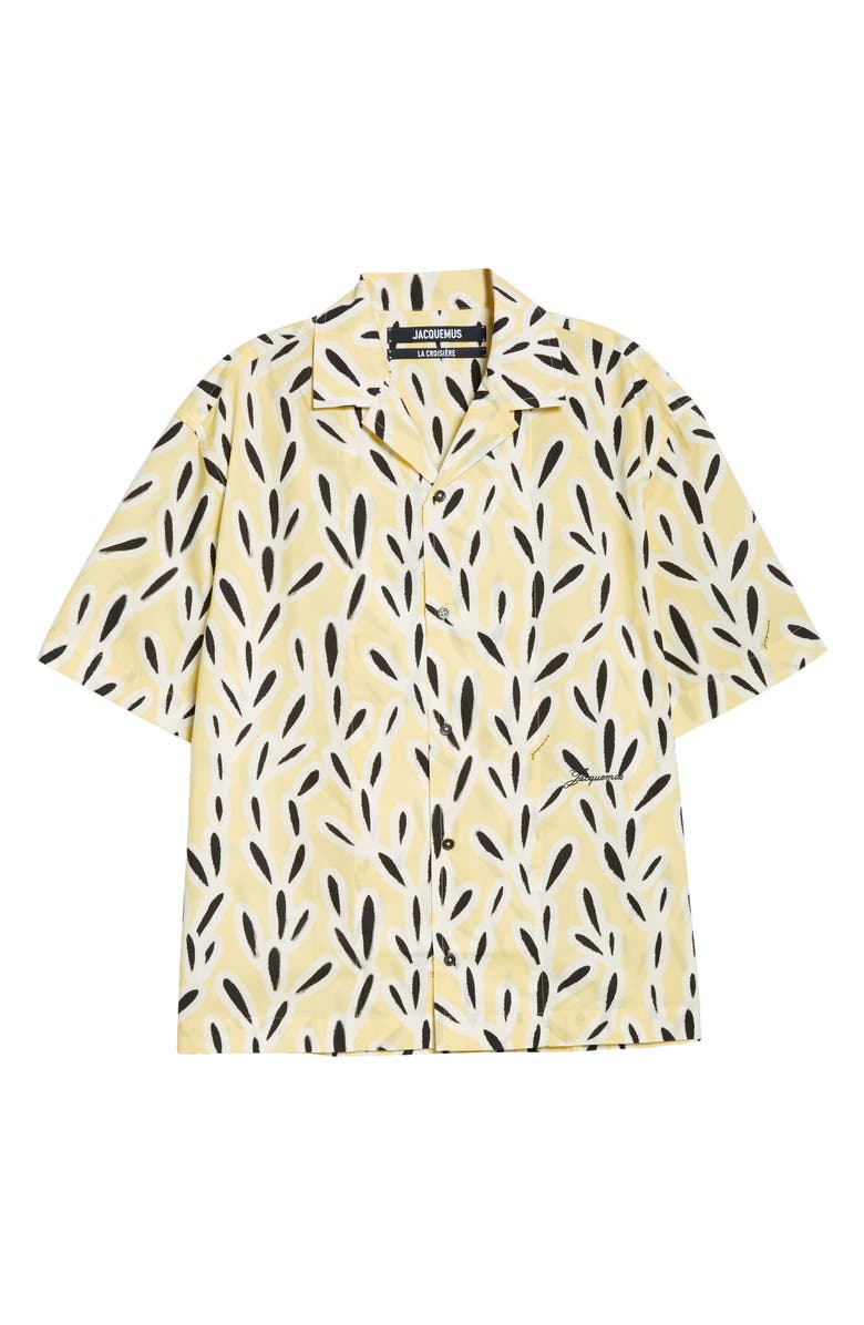 Jacquemus La Chemise Jean Button-Up Shirt, Alternate, color, Print Yellow/ Black