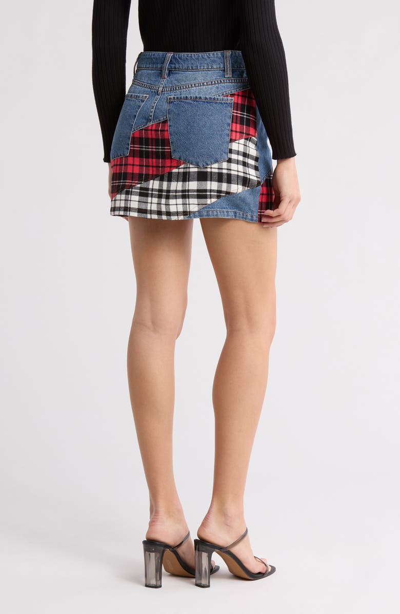 Alice + Olivia Lisanne Spiral Denim Miniskirt, Alternate, color,