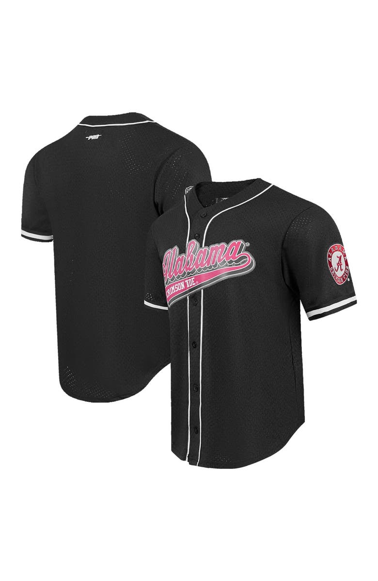 PRO STANDARD Men's Pro Standard Black Alabama Crimson Tide Mesh Full-Button Replica Baseball Jersey, Alternate, color, 