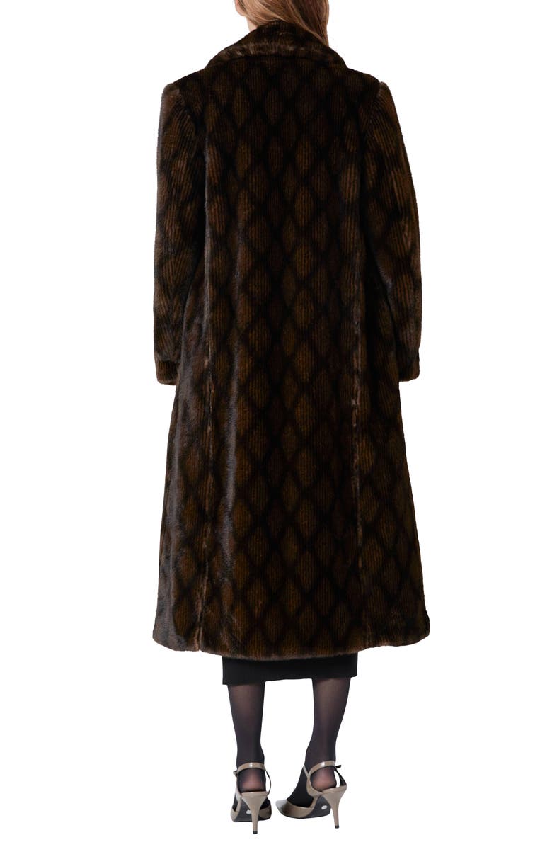 Endless Rose Diamond Pattern Faux Fur Coat, Alternate, color, Brown