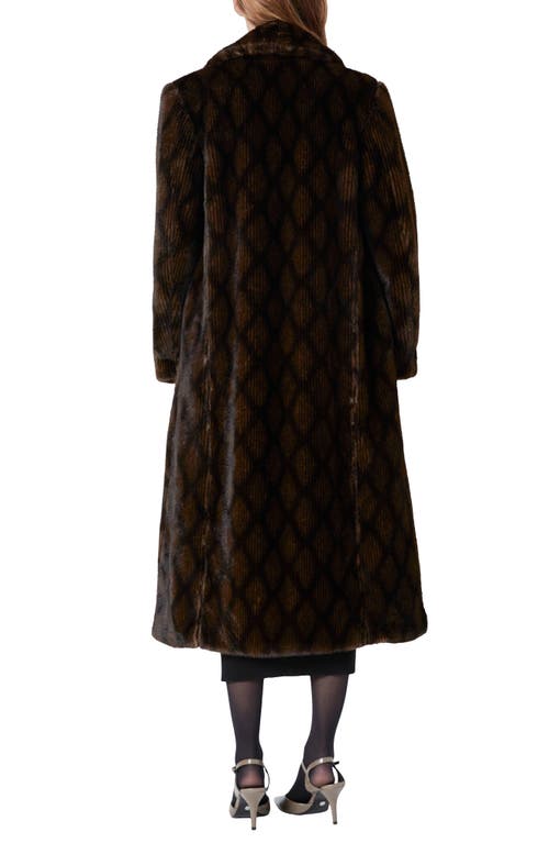 Endless Rose Diamond Pattern Faux Fur Coat In Brown
