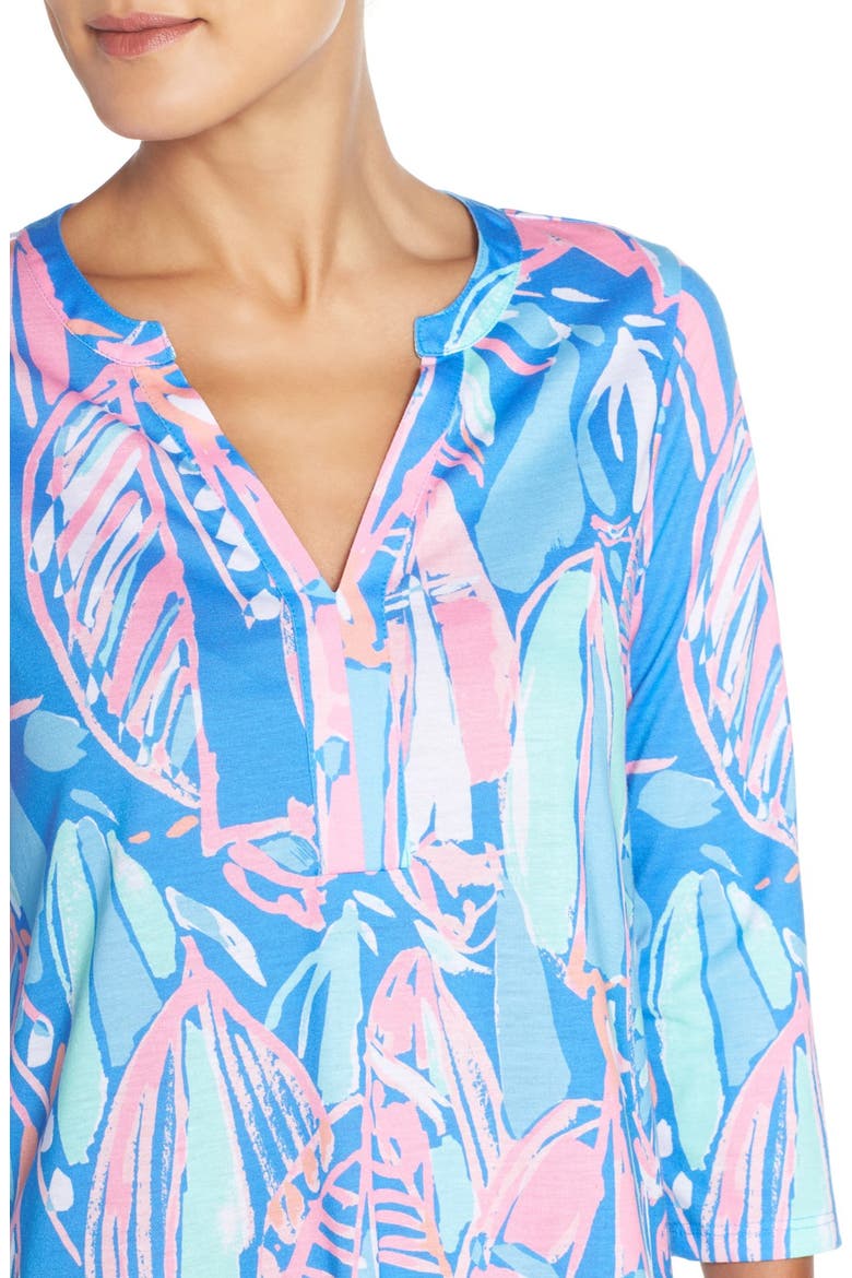 'Ali' Print Pima Cotton Shirtdress, Alternate, color, BAY BLUE OUT TO SEA
