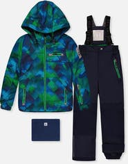 Deux par Deux Play Checkered Jacket & Pants Two Piece Snowsuit