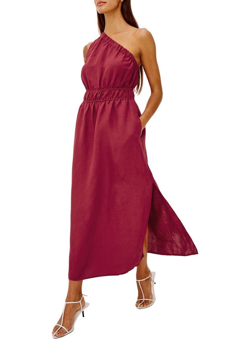 Selani One-Shoulder Fit & Flare Midi Dress, Alternate, color, SPICE