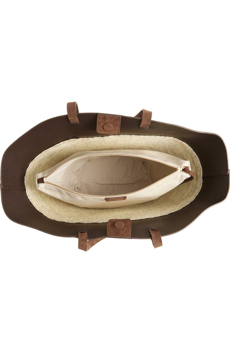 Altuzarra Large Knot Straw & Leather Tote, Alternate, color, Chocolate