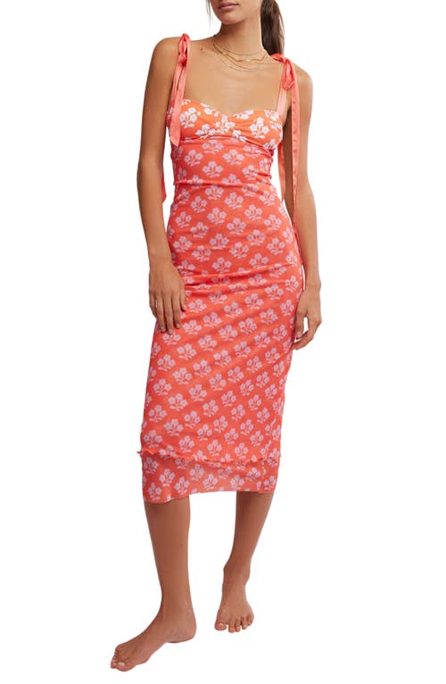 FREE PEOPLE FREE PEOPLE FLORAL LAYERED MESH SLIPDRESS
