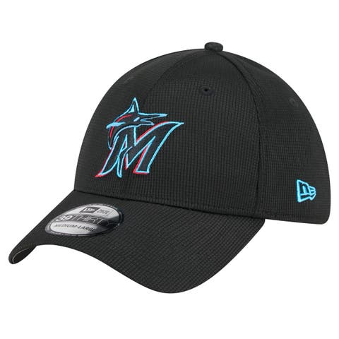 Men's New Era Black Miami Marlins Active Pivot 39THIRTY Flex Hat