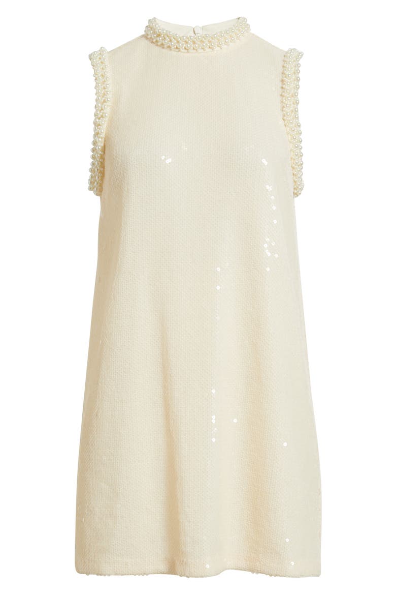 Sadie Sequin & Beaded Sweater Minidress, Alternate, color, PORCELAIN CREAM