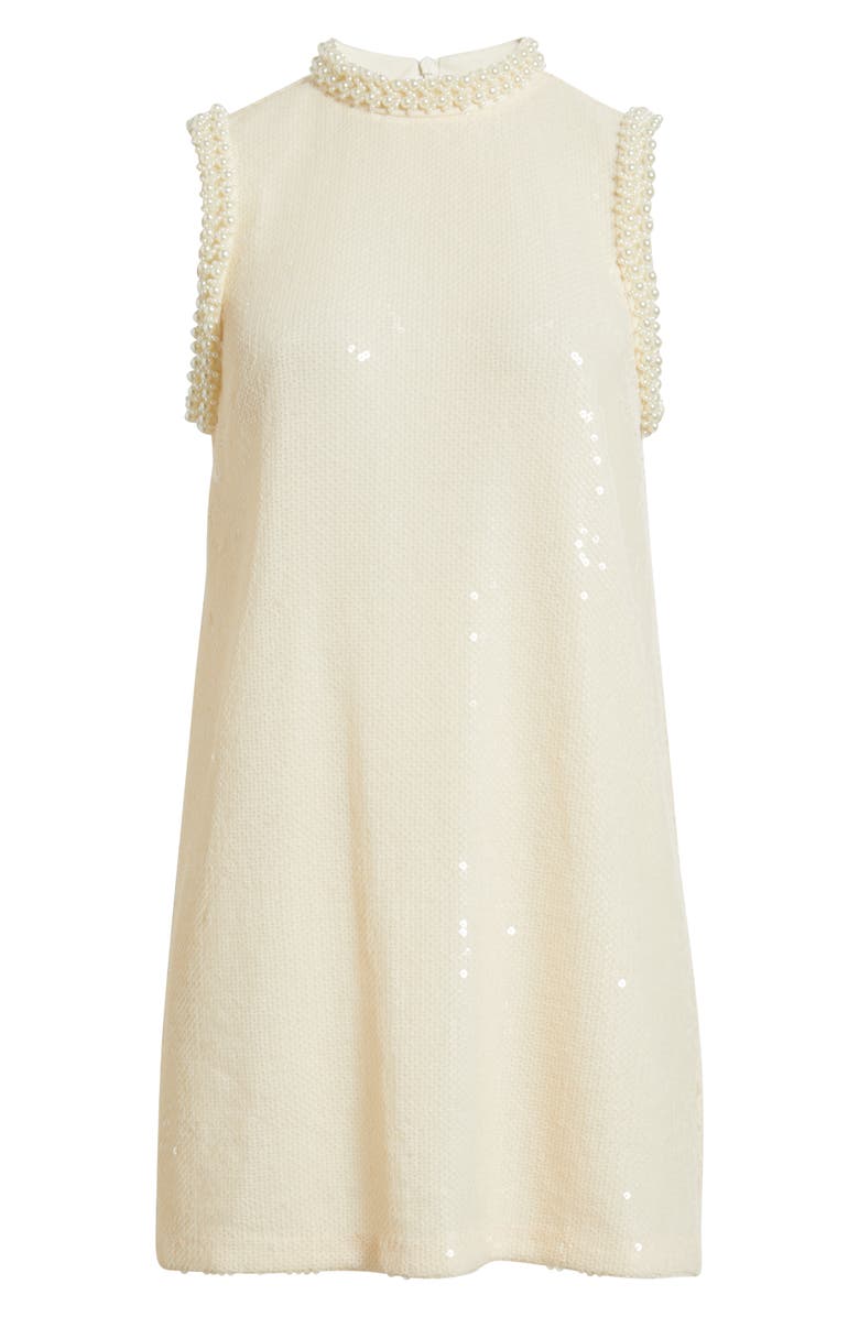 French Connection Sadie Sequin & Beaded Sweater Minidress, Alternate, color, Porcelain Cream