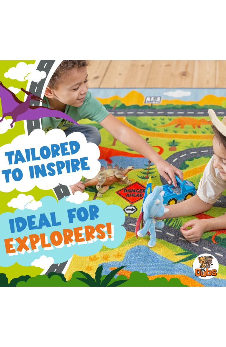 KC Cubs Educational Rug Dinosaur World Safari Road Map, 8 feet x 10 feet, Alternate, color, Multicolored