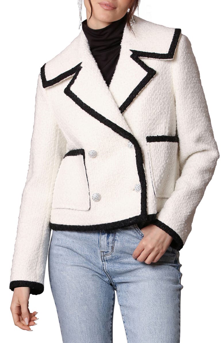 Avec Les Filles Contrast Trim Wool Blend Tweed Jacket, Main, color, 