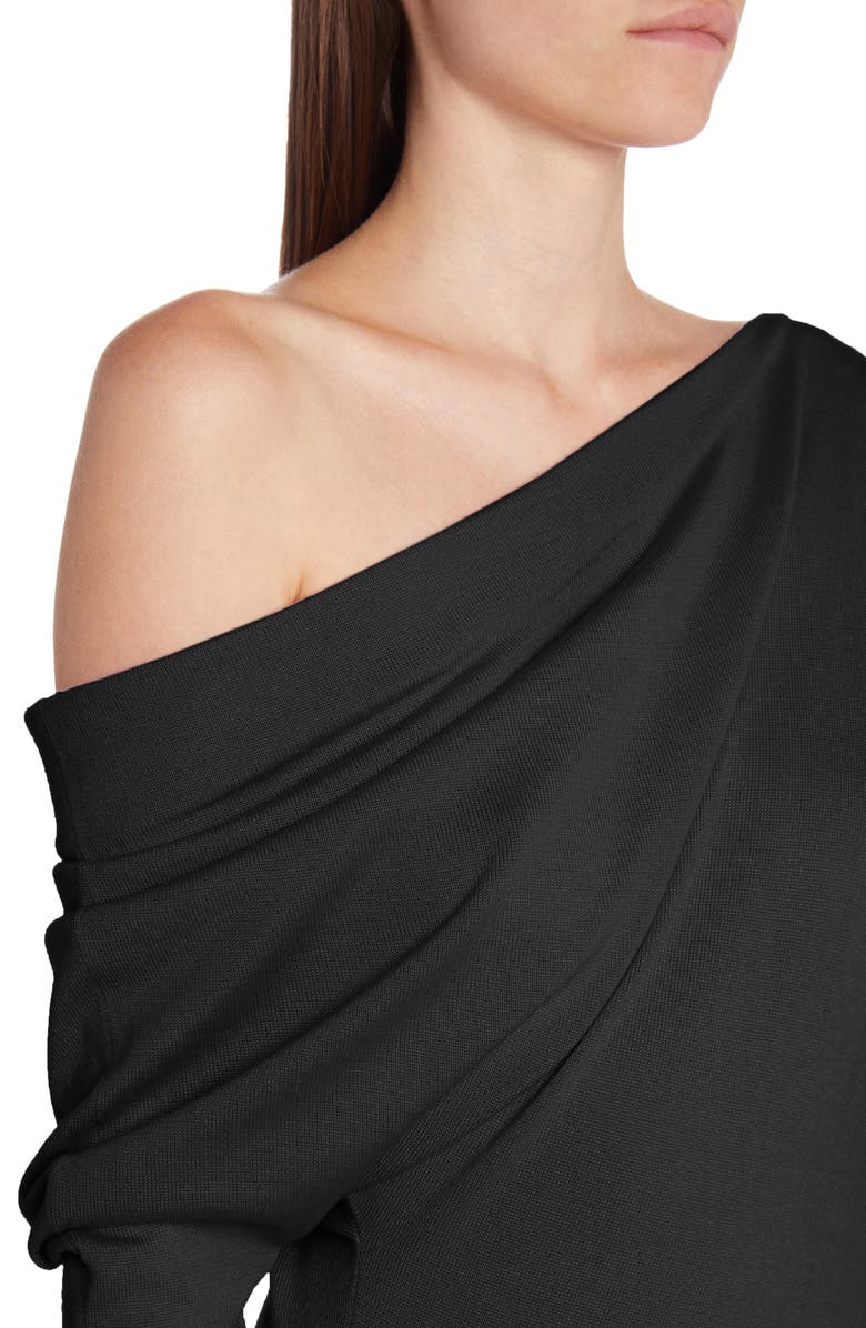 TOM FORD One-Shoulder Long Sleeve Cashmere & Silk Midi Sweater Dress, Alternate, color,