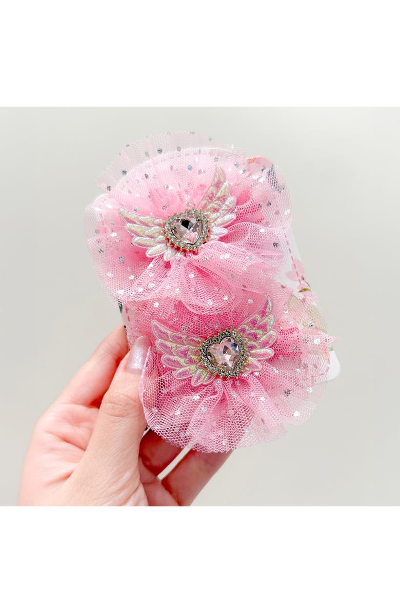 Puttisu Angel Sparkle Wings Hair Clip Set of 4, Alternate, color, Ivory & Rose Pink