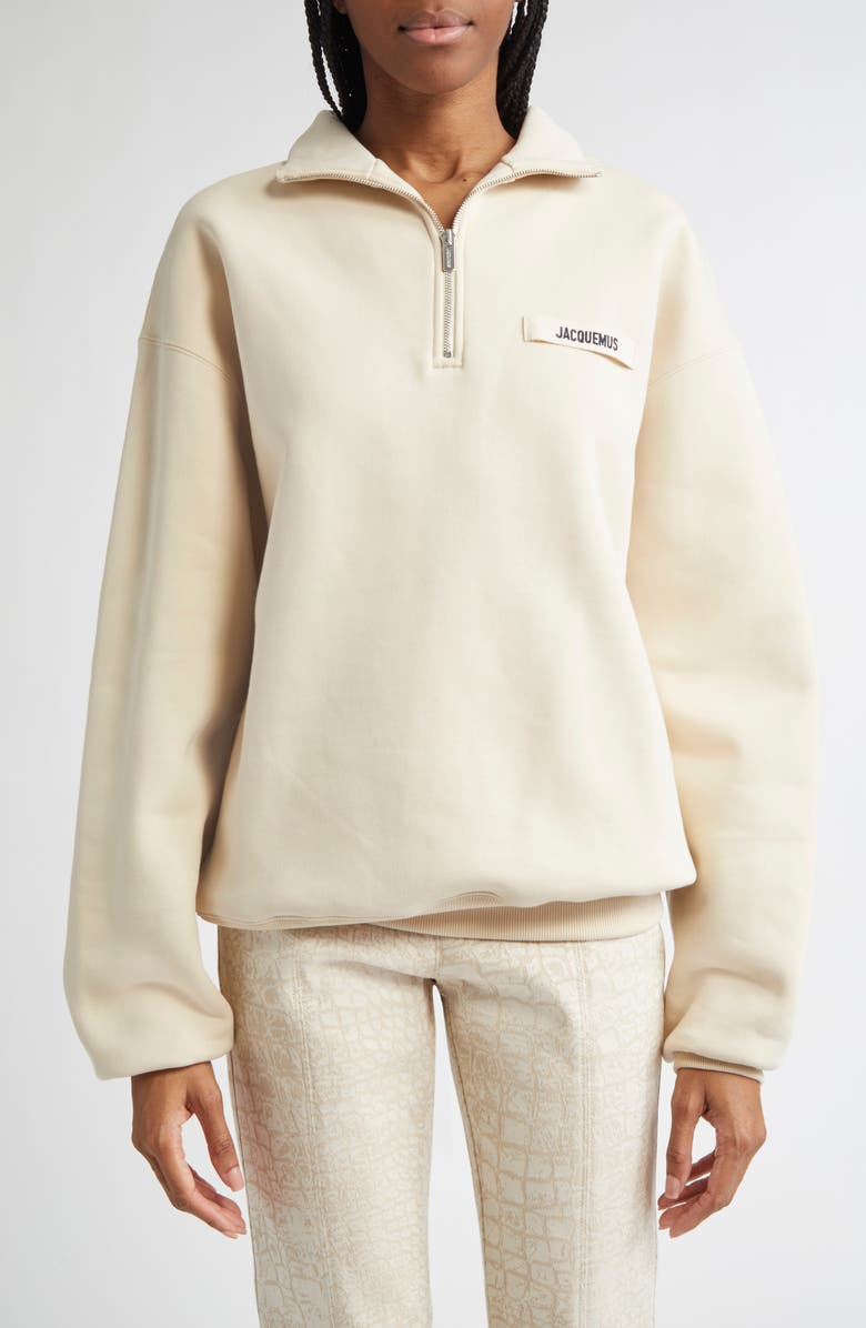 Jacquemus The Gros Grain Cotton Fleece Zip Sweatshirt | Nordstrom