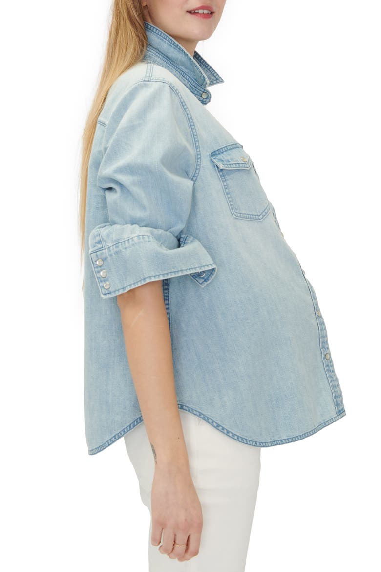 The Denim Maternity Nursing Friendly Shirt, Alternate, color, LIGHT WASH