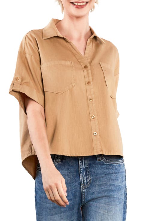 Emma Boxy Roll Tab Shirt