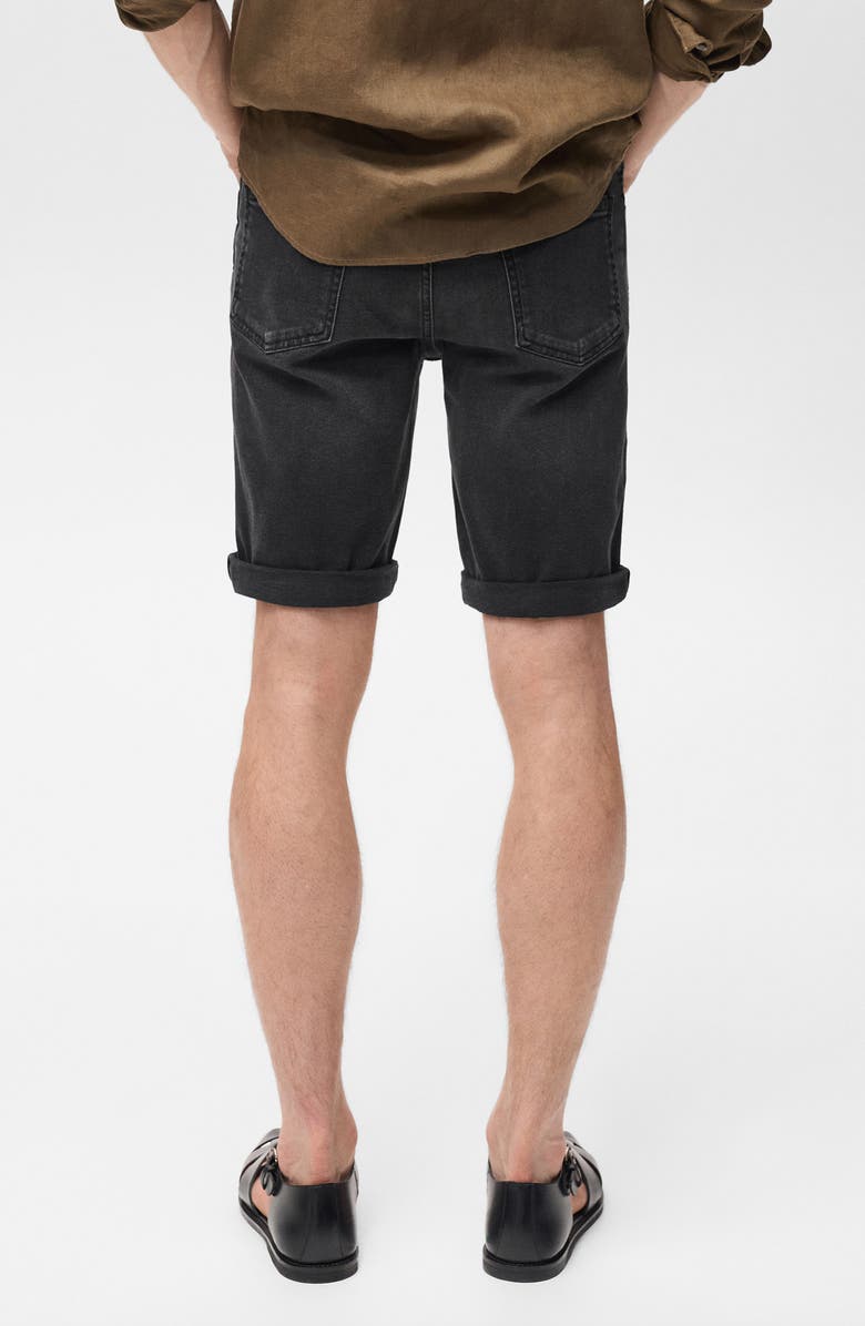 MANGO Denim Bermuda Shorts, Alternate, color, Black Denim
