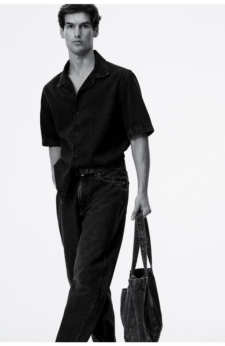 H&M Barrel Loose Jeans, Alternate, color, Denim Black