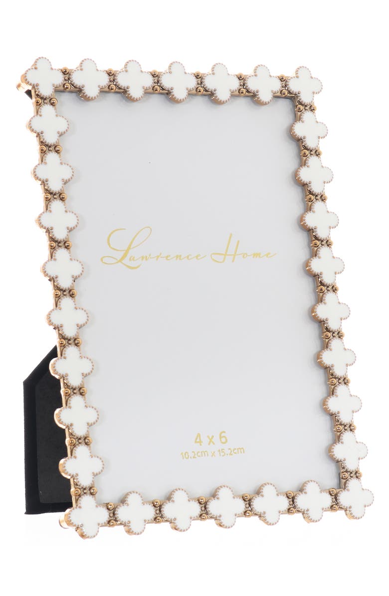Lawrence Frames White Enamel Clover Picture Frame, Main, color, White/Gold